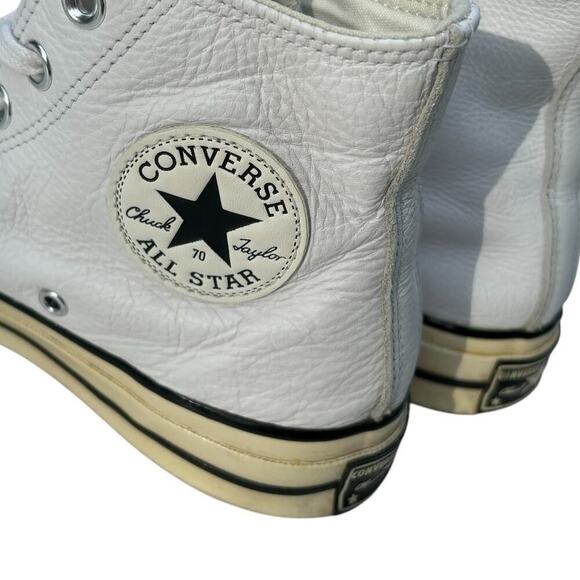 Converse Chuck 70 All Star White Leather Hi-Tops Mens Size 5 Womens Size 7 - Picture 8 of 9